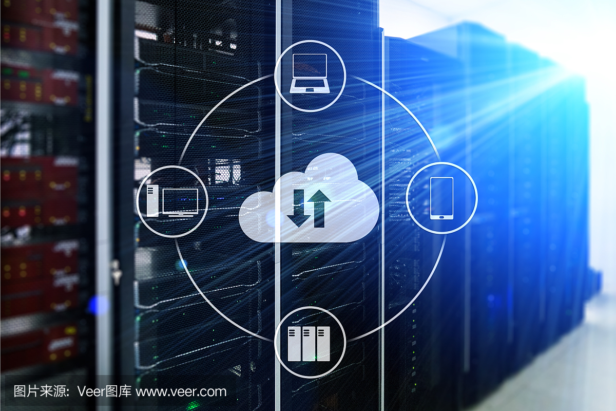 云服務(wù)器與計算、數(shù)據(jù)存儲與處理。互聯(lián)網(wǎng)和技術(shù)的概念。